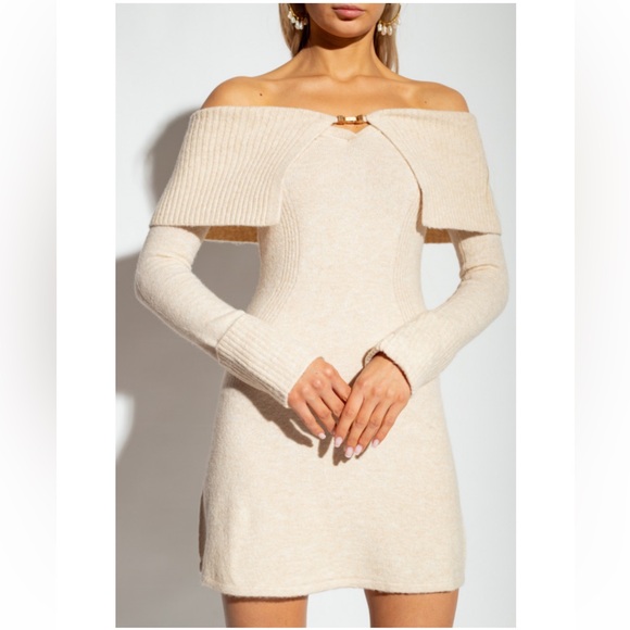 Cult Gaia Cream ‘Edna’ Knit Mini Dress w/Collar Detail Size M EUC HARD TO FIND - Picture 13 of 16